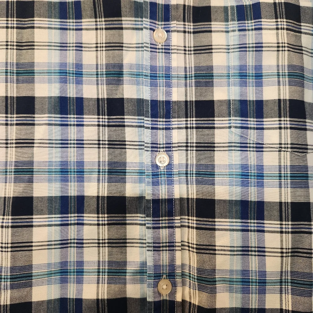 NEW Banana Republic Men's Blue Plaid Flannel Oxford Shirt Size XL Classic Preppy